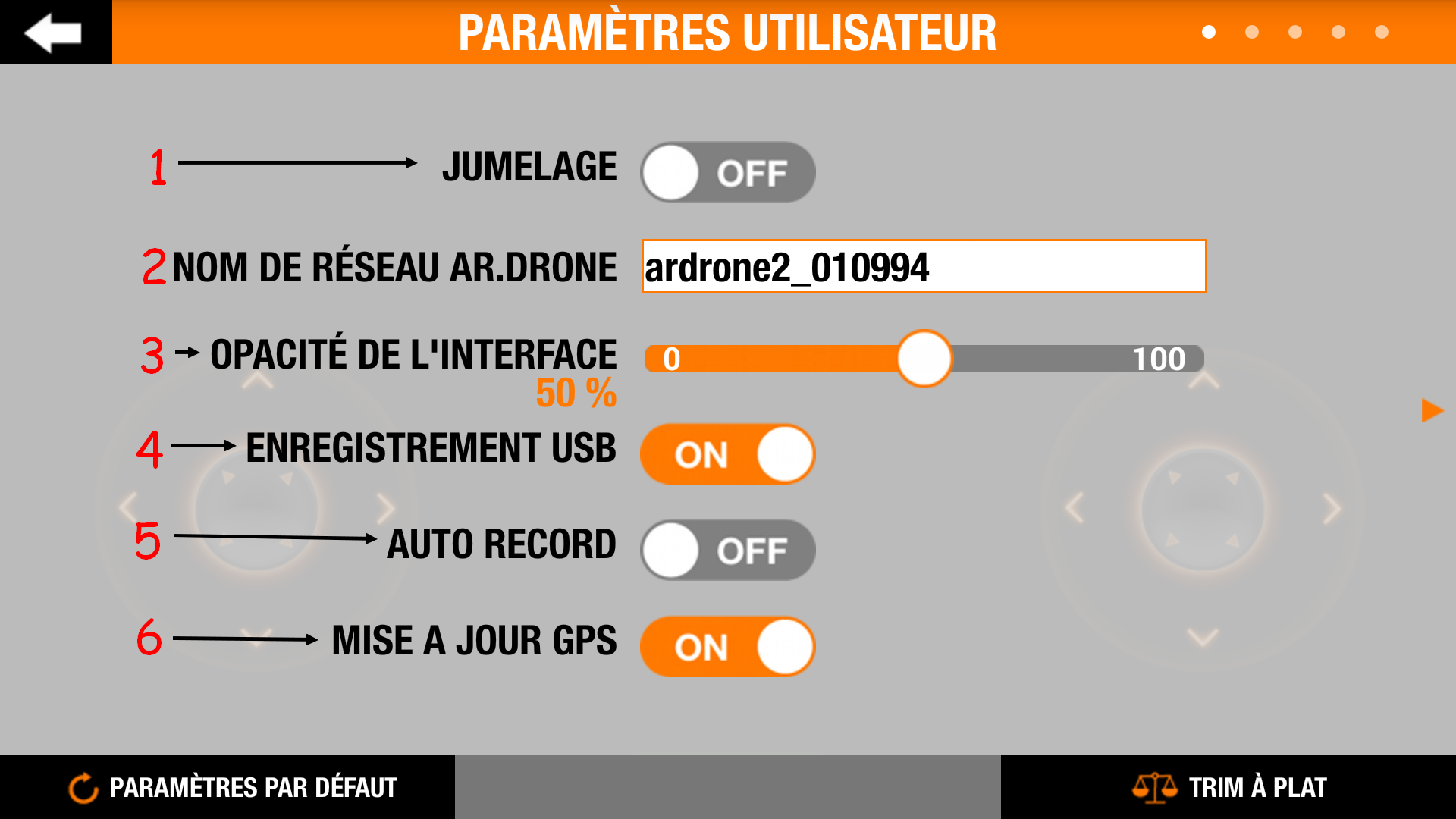 Paramètre avant décollage
