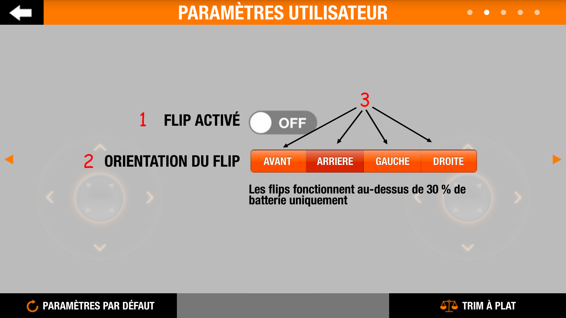 Paramètre avant décollage